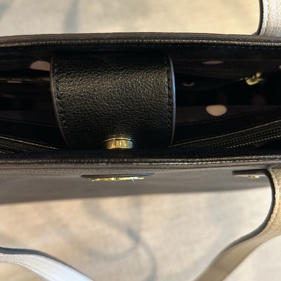 Anne Klein Black and White Leather Tote - Picture 3 of 5